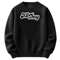 Black sweatshirt with white 'All Day' logo text