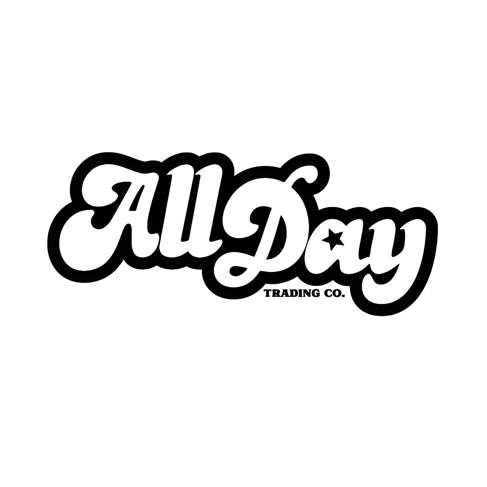 Black 'All Day Trading Co.' logo on a white background