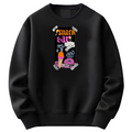Black sweatshirt "Snack Bar" with colorful graphic design on a white background
